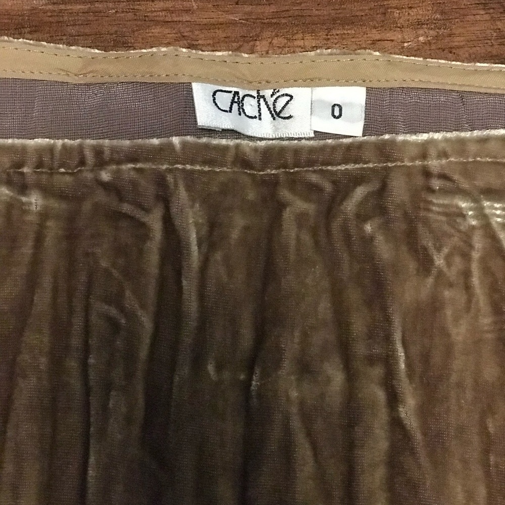 Vintage Cache Brown Gold Velvet Flowy A-line Skirt Womens Size 0 - Picture 2 of 4